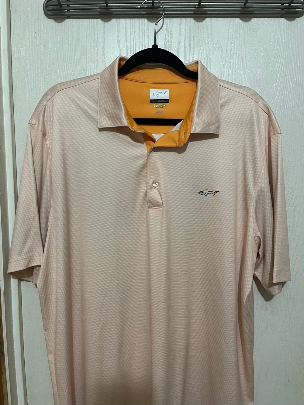 Greg Norman Collection Light Pink Polo with Light Orange Inner Collar XL